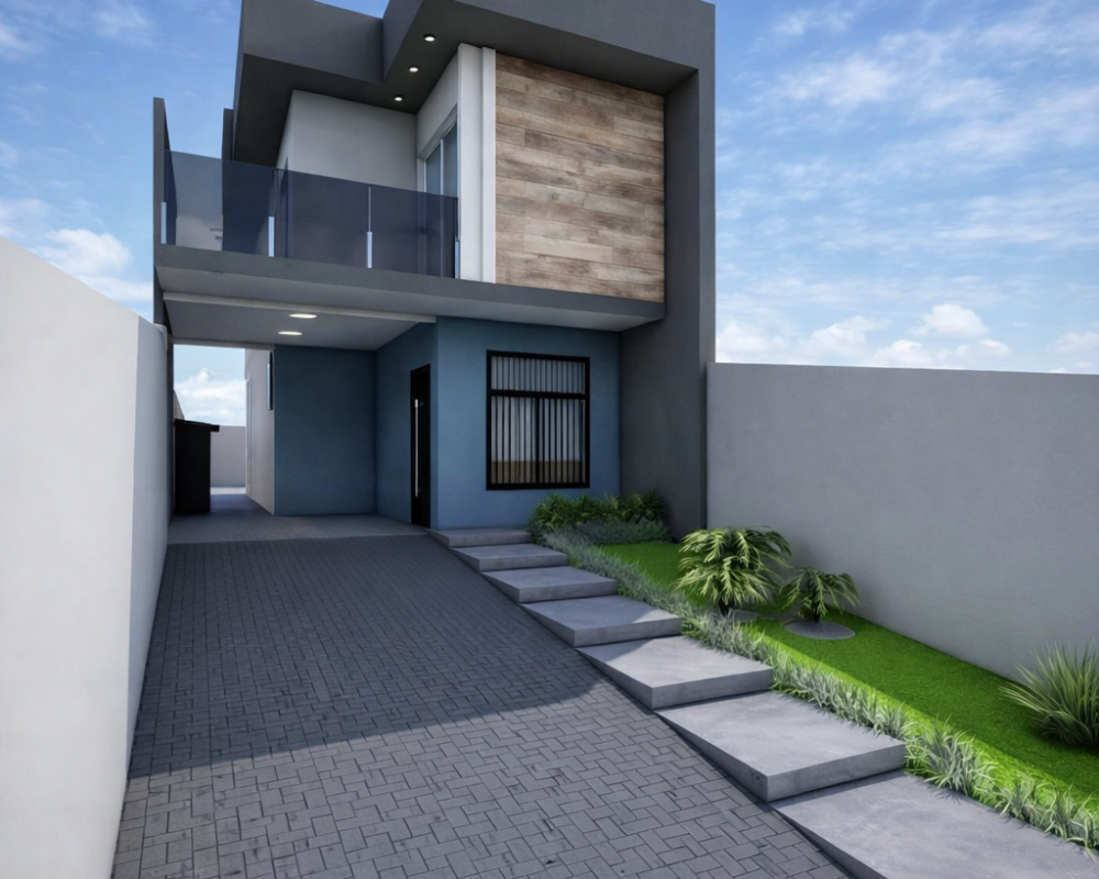 Casa moderna com detalhes minimalistas